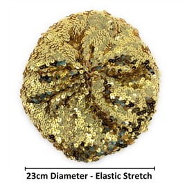 Cadoline Gold Womens Elastic Sequin Polyester Flapper Cap Hat 23cm Diameter