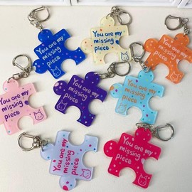 HAJYOHTLL Acrylic Puzzle Creative Backpack Pendant Keychain You Are My Missing Piece Keychain For Girlfriend Boyfriend Husband Wife (C)