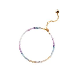 Amgrocery Rainbow Florite Bracelet, Rainbow Color, 0.1 inch (2.5 mm), Delicate S925, 14 KGF Monghou Stone, Gemstone Accessory, Power Stone, 7-Color Evil Guard Bracelet, Stone