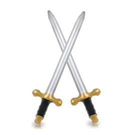 TOSAMZOO 2 Pcs Inflatable Swords, 24in Inflatable Pirates Swords Pirate Party Supplies for Theme Party Birthday Swimming Pool Party Cosplay Halloween Costume Accessories Stage Props (Gold)