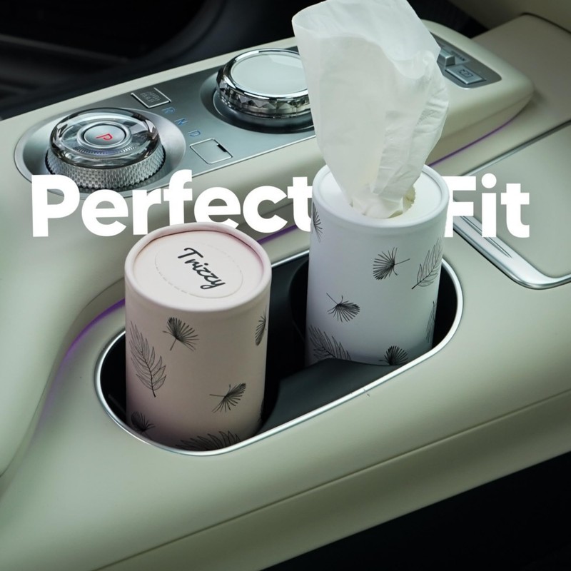 Car Tissue Holder with Facial Tissues - Cylinder Container Tissues