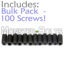 MonsterBolts - #4-40 x 1/4" Guitar Bridge Saddle Height Adjustment Screws for US/Inch, Black Alloy Steel, Bulk 100 Pack