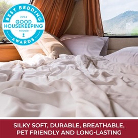 Mellanni RV Short Queen Sheets - 4 PC Iconic Collection Bedding Sheets & Pillowcases - Hotel Luxury, Extra Soft, Cooling Bed Sheets - Deep Pocket up to 10 inch (RV/Short Queen, Blue Hydrangea)