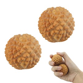 LCJAOF 2Pcs Baoding Balls, Wooden Chinese Hand Exercise Balls for Finger Strength, Cypress Wood Massage Balls for Hand Relaxation, Traditional Meditation Tool for Desk Office
