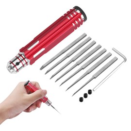 Craznick 7 In 1 Prime Model Scriber with 7 Blades Gundam Resin Carved Scribe Line Cutting Tool Chisel (0.1/0.2/0.4/0.6/0.8/1.0/2.0mm) Red
