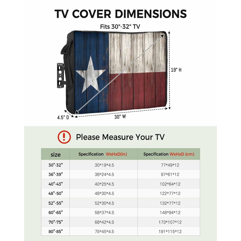T&H XHome Outdoor TV Cover - Vintage Wood Texas Flag