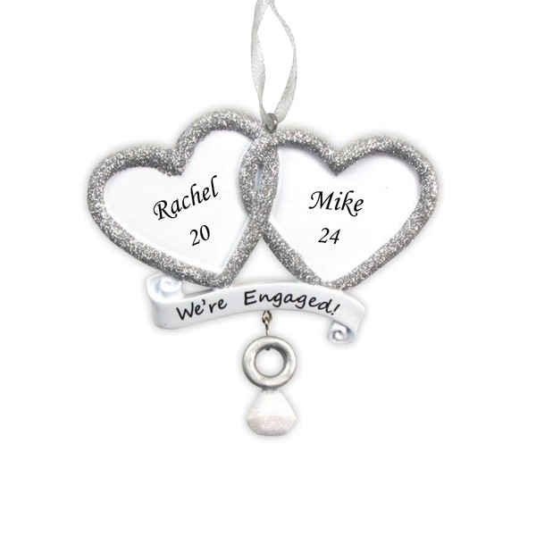 2024 Personalized Ornament We're Engaged Christmas Tree Ornament Artisanal Customized