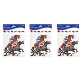 Beistle 3 Piece Horse Racing Streamers, 10.5" x 6', Multicolor