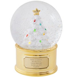 Things Remembered Engraved Light Up Christmas Tree Musical Snow Globe (Free Customization), Plays White Christmas Song