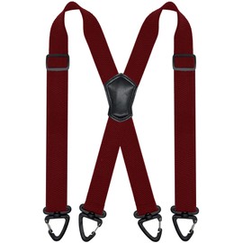 KICPEG Suspenders for Men Heavy Duty X-Back Men’s Suspenders Adjustable 1.5 Inch Wide Elastic Braces Work Suspender for Men Women Outdoor, Workwear, Casual Use(Burgundy)