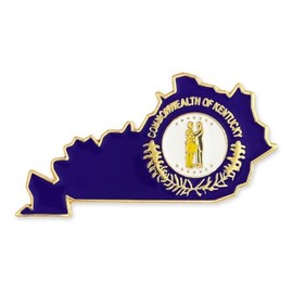 PinMart Kentucky Shape Flag Lapel Pin – Complete United States of America Pin Set – Gold Plated Enamel US State Shirt Pins – Great Commemorative/Promotional Gift