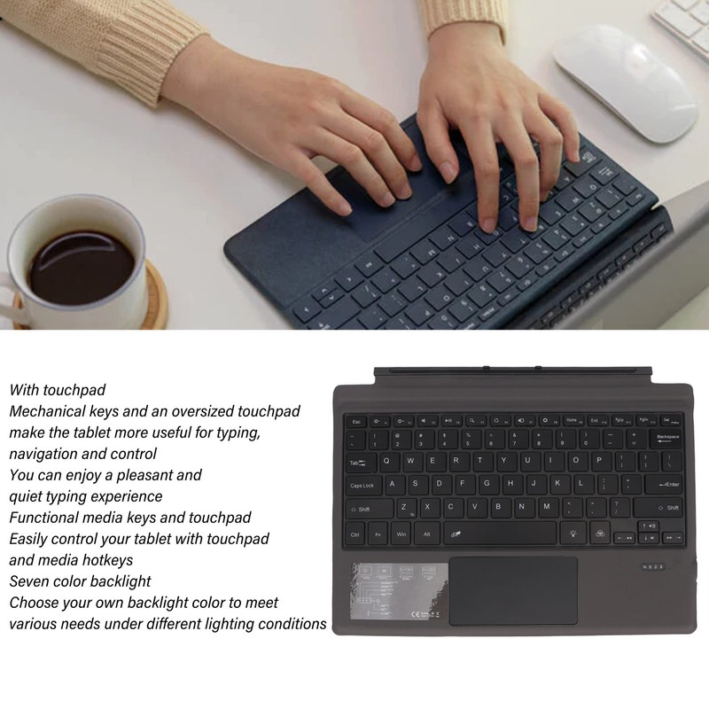 Bluetooth Wireless Keyboard with Touchpad Colorful Backlight Ultrathin Tablet Bluetooth