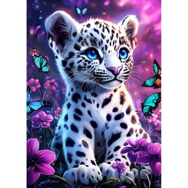 MAXBYE Snow Leopard Diamond Painting Kits, 5D Butterfly Diamond Art Kits Round Full Drill Crystal Cross Stitch for Adults Beginner, DIY Gem Art Craft Home Wall Decor Holiday Gifts 30x40cm