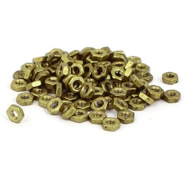 TA-VIGOR 100Pcs Hex Nuts, M2 Self Locking Nuts, Brass Machine Screw Insert Lock Nut for Bolts, Hexagon Nutstones for Lock Washers, Bolts, Screws