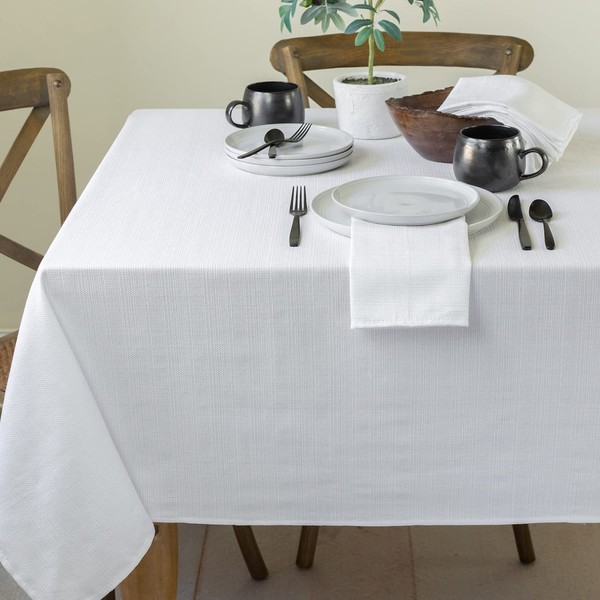 Benson Mills Textured Fabric Table Cloth, for Everyday Home Dining,