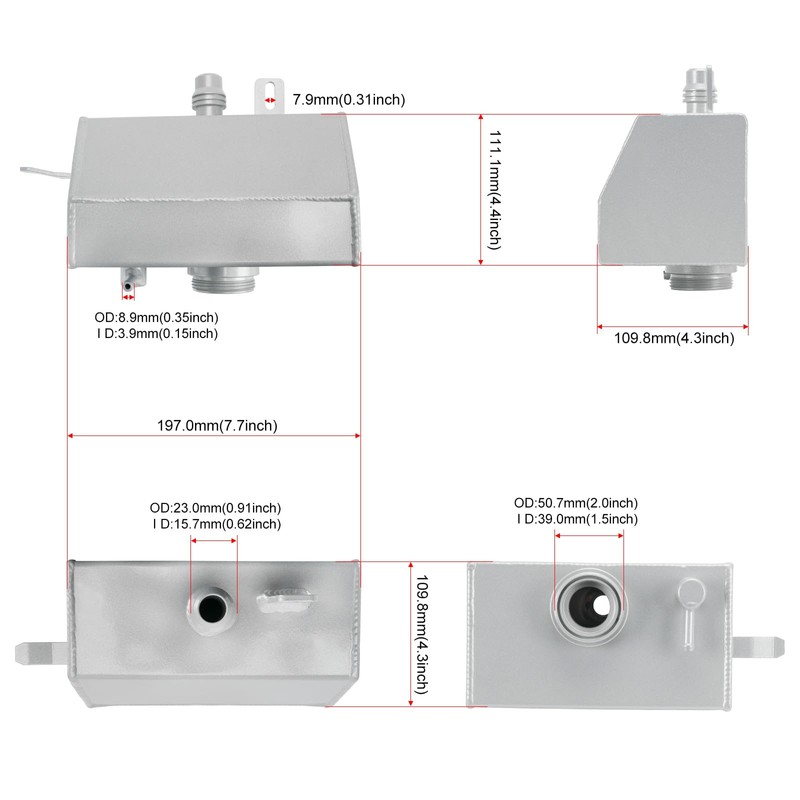 Aluminium Front Engine Coolant Expansion Reservoir Tank Compatible with Wrangler