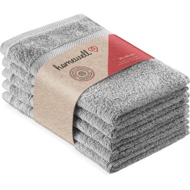 Homewell Towel Set - Soft and Absorbent, 100% Cotton, Oeko-Tex 100 Certified (5 Guest Towels 30 x 50 cm, Grey)