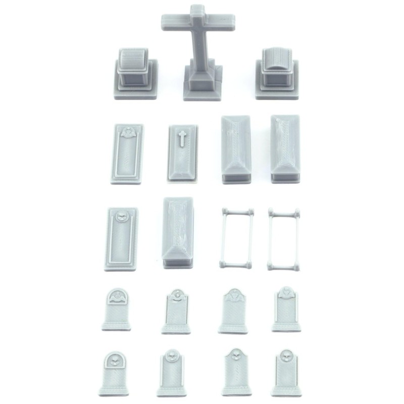 Overdrive-Racing Scale N 1:160 Cemetery Gravestones 19 Pieces Graves Crypt