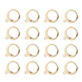 Cheriswelry 100pcs Gold Stainless Steel Leverback Earwire Earring Hooks Round Huggie Hoop Earrings Findings for Dangle Earring Jewellery Making