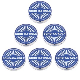 SCHO-KA-KOLA Milk Chocolate with natural Caffeine from Cocoa, Cola-Nut-Powder and Coffee 6 tins x 100 g/Germany