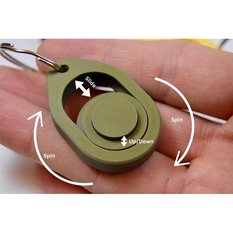 4x 3D Printed Fidget Clicker Slider Spinner Keyring Three Fidget