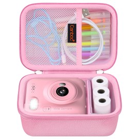 Canboc Camera Case for Hangrui Camera Instant Print/Anchioo/Dylanto Instant Print Camera, Toddler Digital Camera Bag fit Print Paper, Colorful Pen, USB Cable, Pink (Case Only)