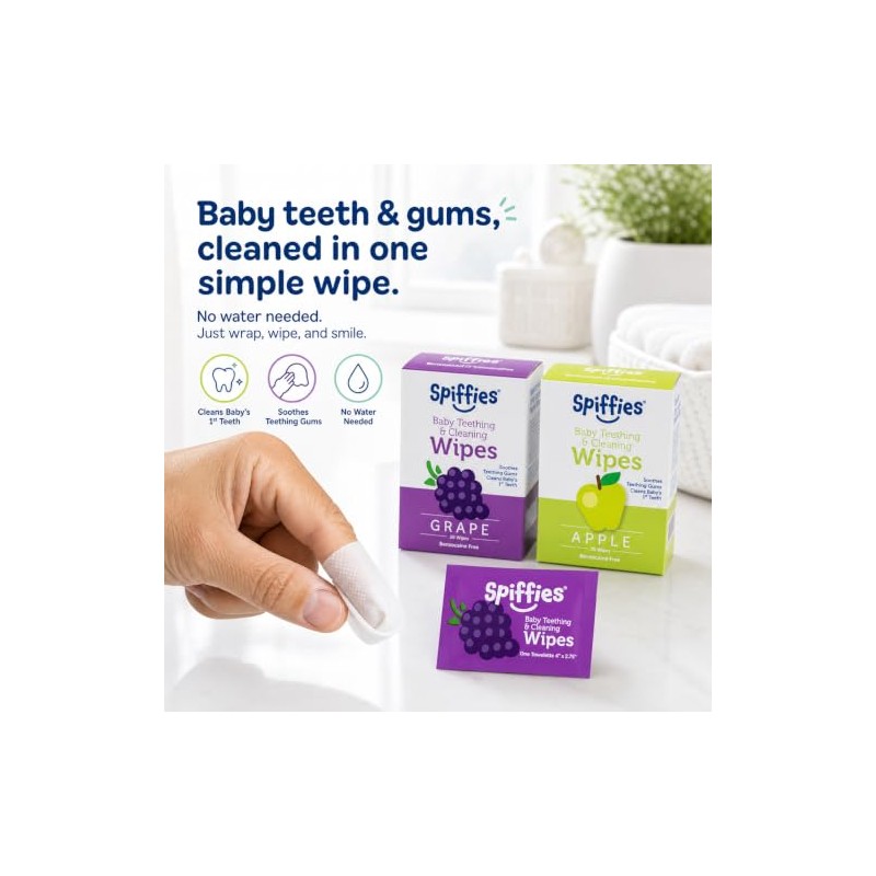 ToothWipes, TP50 tripack, 40 Apple, 20 Grape, 60-Wipes