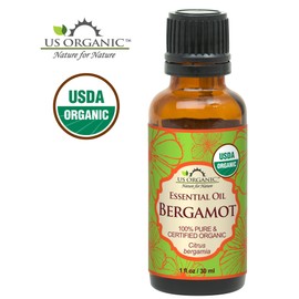 US Organic 100% Pure Bergamot Essential Oil, USDA Certified Organic, Cold Pressed, with Euro droppers (More Size Variations Available) (30 ml / 1 fl oz)