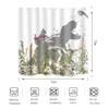 BIYSUC Cat Dinosaur Shower Curtain Funny Cat Help Dino Bathe