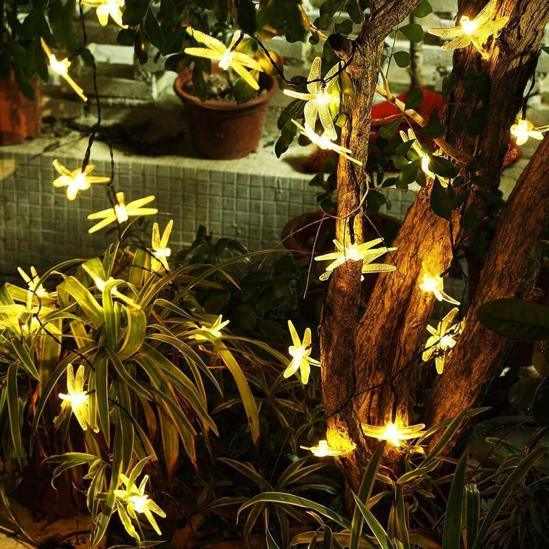 ASFSKY Dragonfly Solar Lights Outdoor 50 LED Dragonfly Lights Waterproof