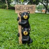 Hi-Line Gift Ltd. 16" Stacking Bears Statue Holding Welcome Sign