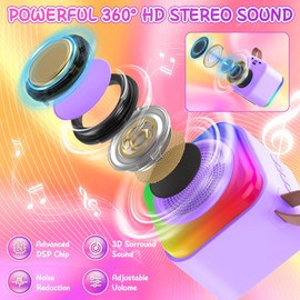 Kids Karaoke Machine 2 Microphones - Birthday Gift for Girls Boys Kids - Portable Mini Karaoke Machine with Wireless Microphones Portable Music Toys for 3-12 Year Old Boy Girls