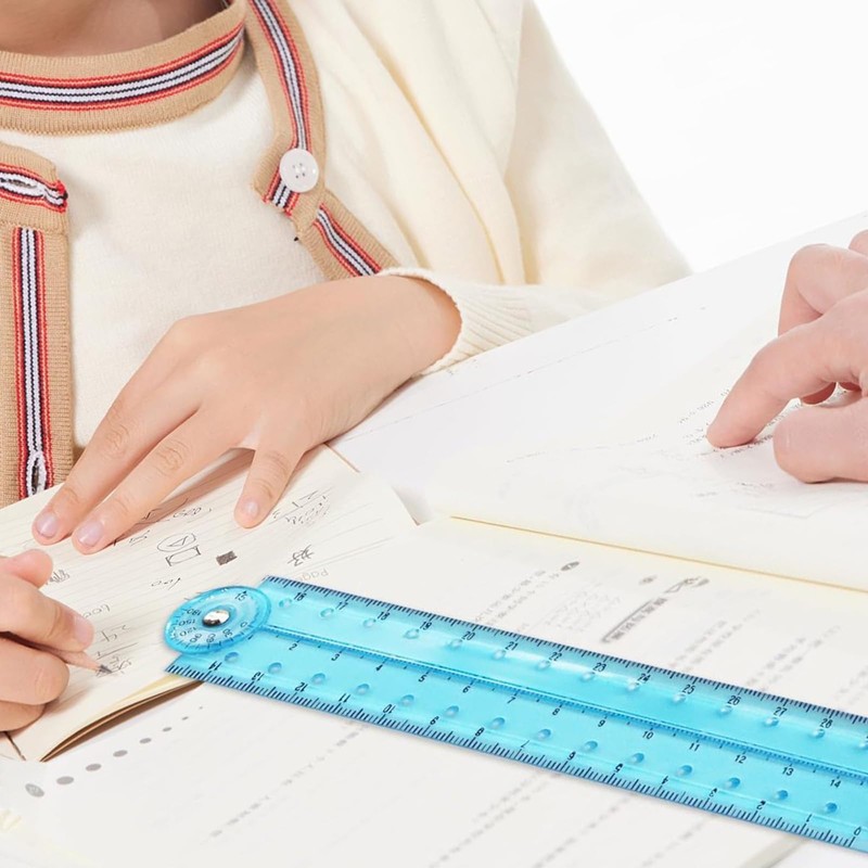 Folding Ruler,30cm Foldable Ruler 15cm Clear Ruler Stationery Ruler Transparent