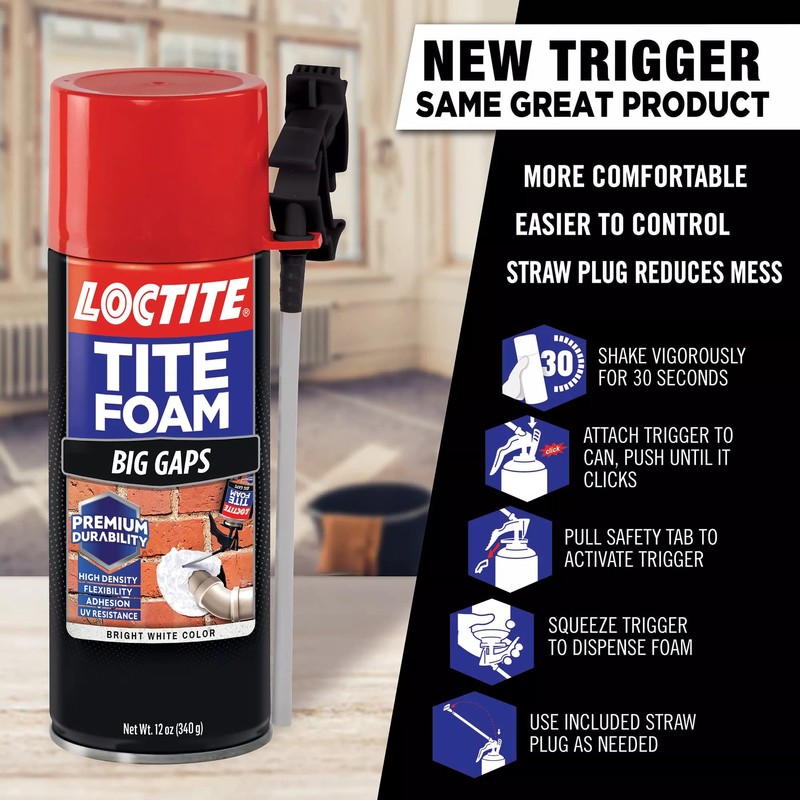 Loctite Tite Foam Big Gaps White Insulating Foam Sealant, 12