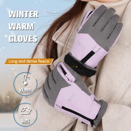 MCTi Winter Gloves for Women Waterproof Warm for Cold Weather Touchscreen Zipper Gloves