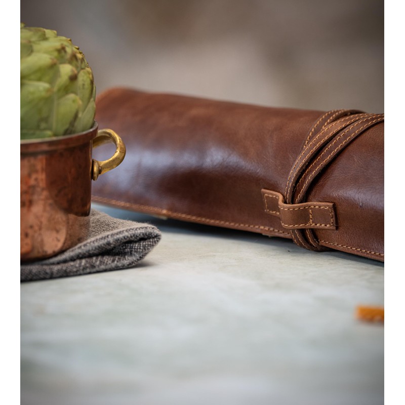 Angus Stoke premium leather Knife Roll Bag - Storage and