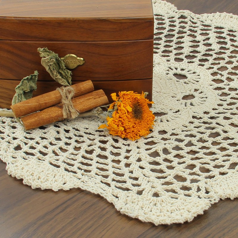 kilofly Crochet Cotton Lace Table Placemats Doilies Set, 4pc, Oblong,