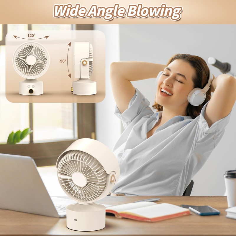 Yincook Desk Fans for Bedroom, 9-Inch Oscillating Air Circulator Fan,