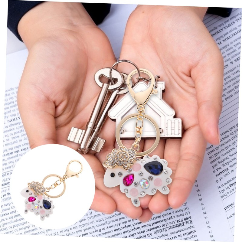 HOMSFOU Sheep Keyring Sheep Pendant DIY Pendant Car Accessories Metallic