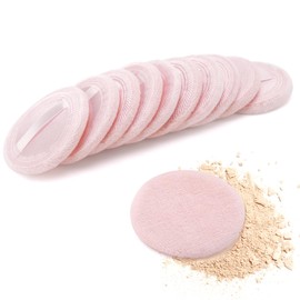 Clofiak 12 Pieces Makeup Powder Puff mini Velour Pads Pure Cotton 2.36 Inch Setting Powder Puff for Makeup Face Powder Puffs for Loose Powder Washable（round,pink）