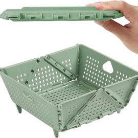 Kitchen Foldable Filter and Colander, Foldable Plastic Storage Drain Basket for Pasta, Fruits, Vegetables, Space Saving
