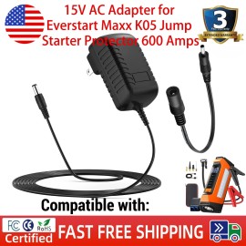 for Everstart Maxx 15V AC Adapter for Everstart Maxx K05 Jump Starter Protector 600 Amps Power Cord