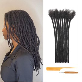 Loc Extensions Human Hair 0.8cm Thickness 10 Inch 30 Strands 100% Real Human Hair for Man/Women/Kids Full Handmade Permanent Dreadlock Extensions Bundles Can Be Dyed Bleached Curled and Twisted (Locs)