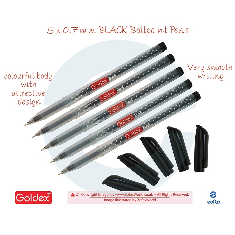 Goldex 5 x 0.7mm Ball Pens Cotton Doll Ball Point