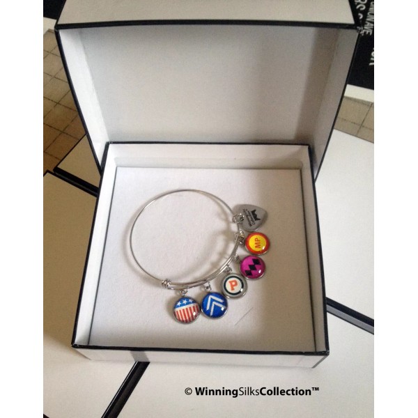 SaratogaRocks(TM) Pennsylvania Derby inspired Winning Silks Charm Bracelet
