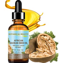 Botanical Beauty‎ BAOBAB SEED OIL 100% Pure Natural Refined Cold-Pressed Carrier Oil 0.5 Fl oz 15 ml For Face Skin Body Hair Lip Nails Rich in Vitamin C
