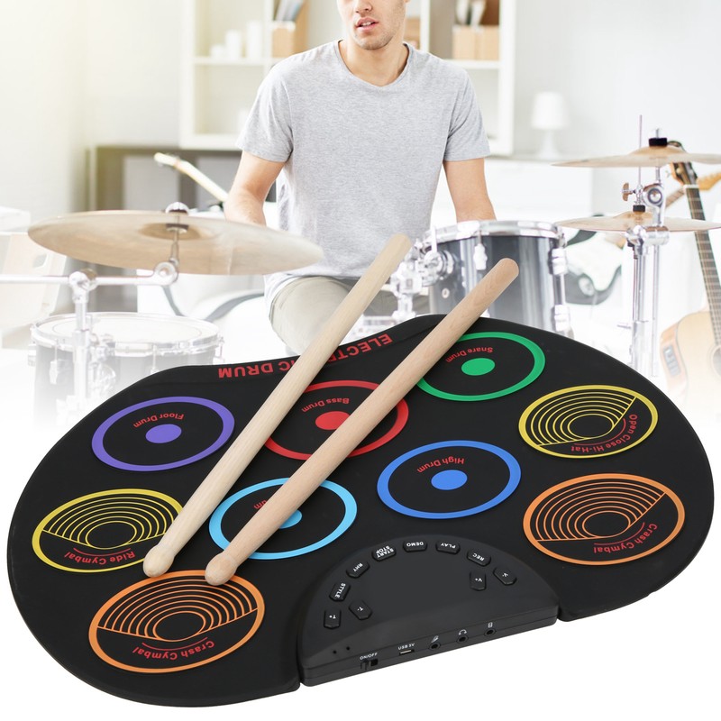 Electronic Drum Pad Portable Colored Hand Rolled Adult Beginner Percussion