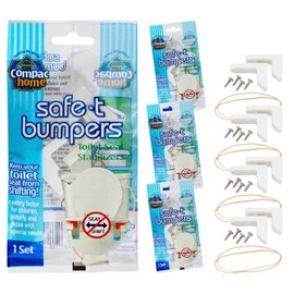 Compac Home 11240 Toilet Seat Stabilizers Safe T Bumpers, Lock Place, Keeps Children, Elderly, Disabled Safe from Slipping Off Shaking, Moving or Wobbly Toilet Seat (4 Sets), White