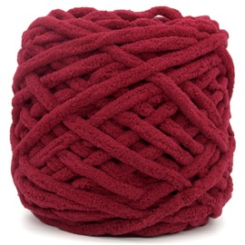 Chunky Chenille Yarn for Crocheting,Golden Yellow Fluffy Velvet Plush Yarn Thick Soft Chunky Chenille Yarn Baby Blanket Yarn for Crocheting Knitting Beginners 100g(Burgundy)