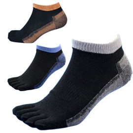 Hayashi SS948 Men's Socks, 5 Toe Silk, 3 Color Set, Military Feet, Anti-stuffy Silk Back, Short, Double Layer Socks, Safety Shoes, 9.8 - 10.6 inches (25 - 27 cm), Black